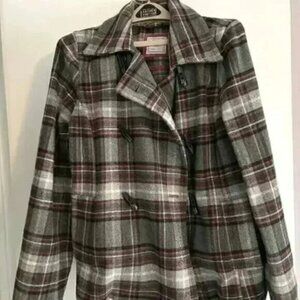 Old Navy Women's Wool-blend Plaid Winter Coat and Scarf